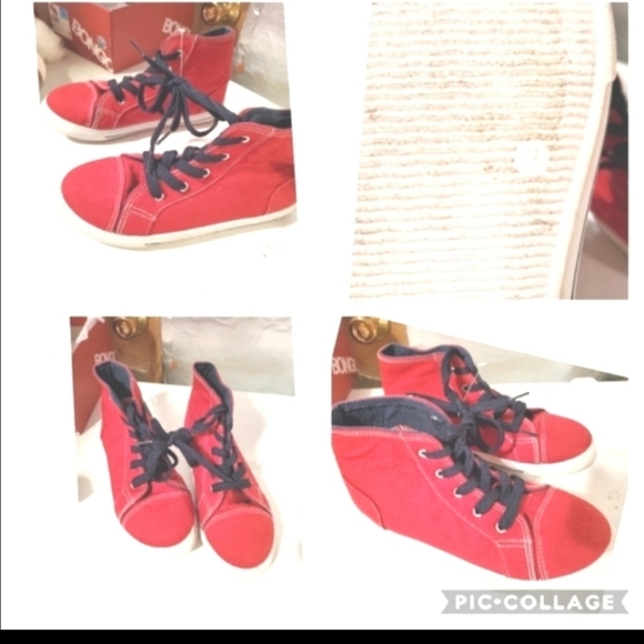 Girls size 2 red canvas high tops - Picture 2 of 2